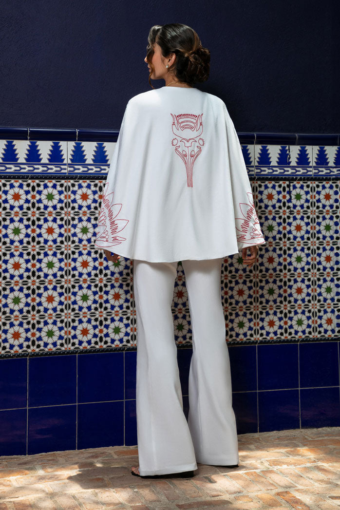 Hand-Embroidered Linen Cape