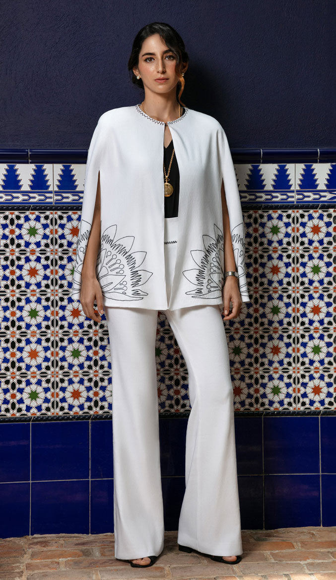 Hand-Embroidered Linen Cape